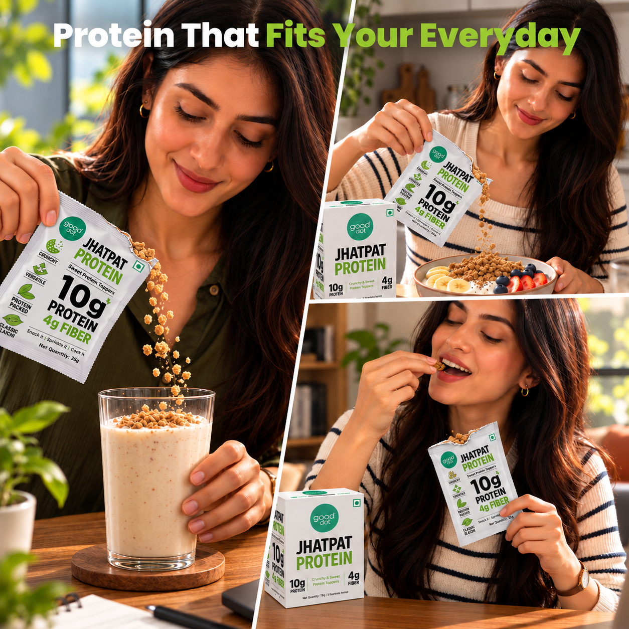 Jhatpat Protein — Sweet Protein Toppers, Classic Elaichi (Pack of 10)