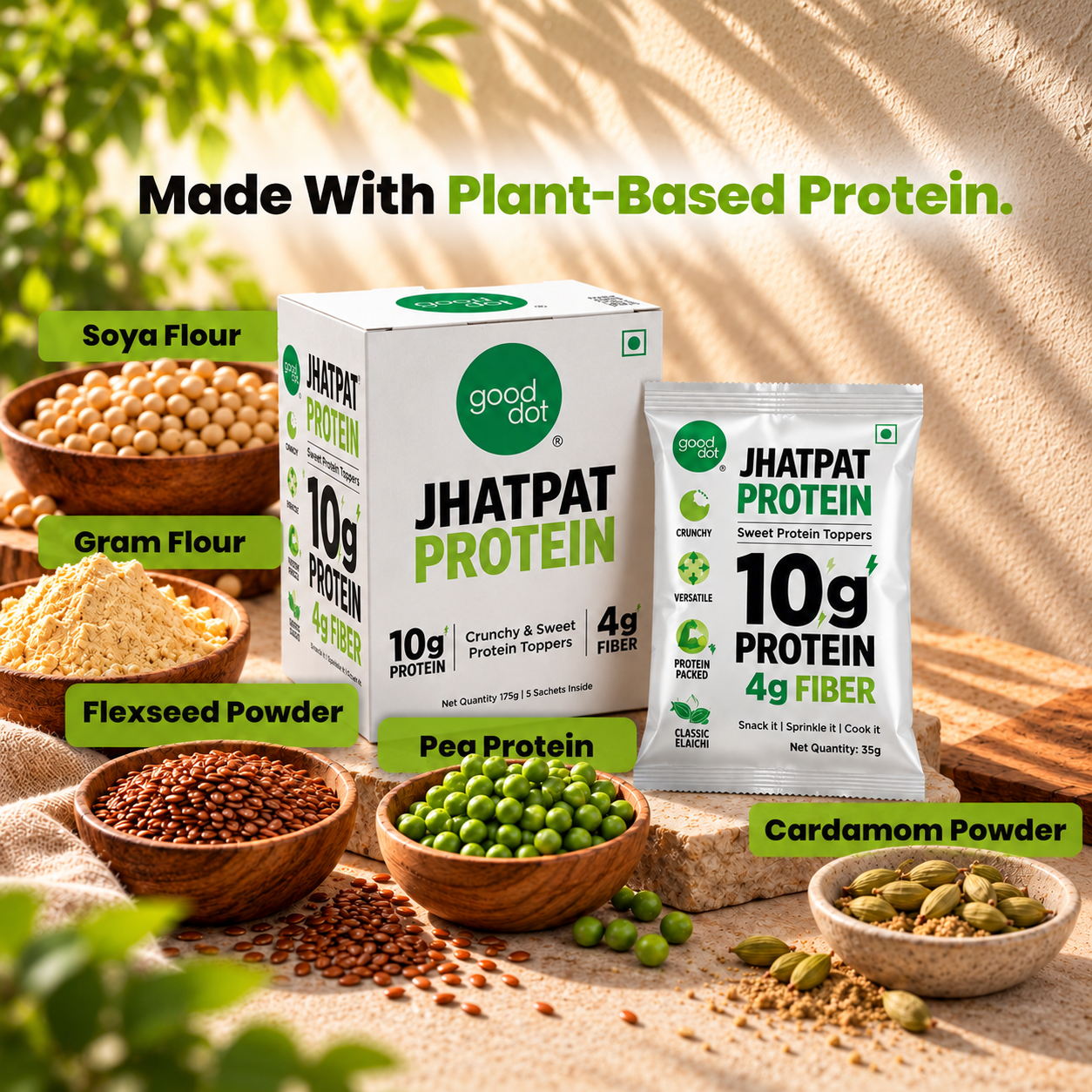 Jhatpat Protein — Sweet Protein Toppers, Classic Elaichi (Pack of 10)