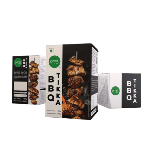 GoodDot Plant-Based BBQ Tikka pack — vegan BBQ-marinated soya chunks starter